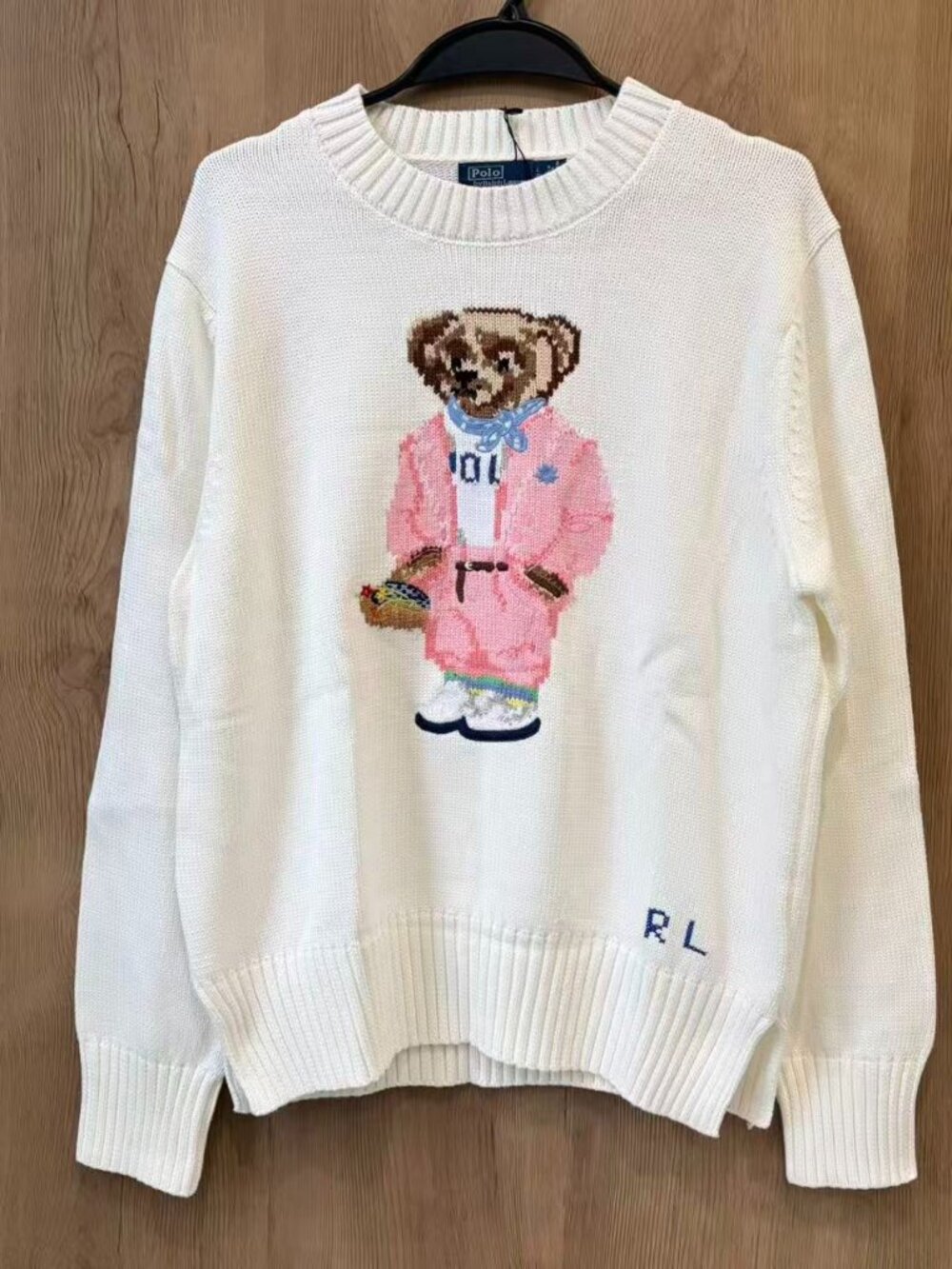 Polo Ralph Lauren Picnic Bear White Knit Sweater